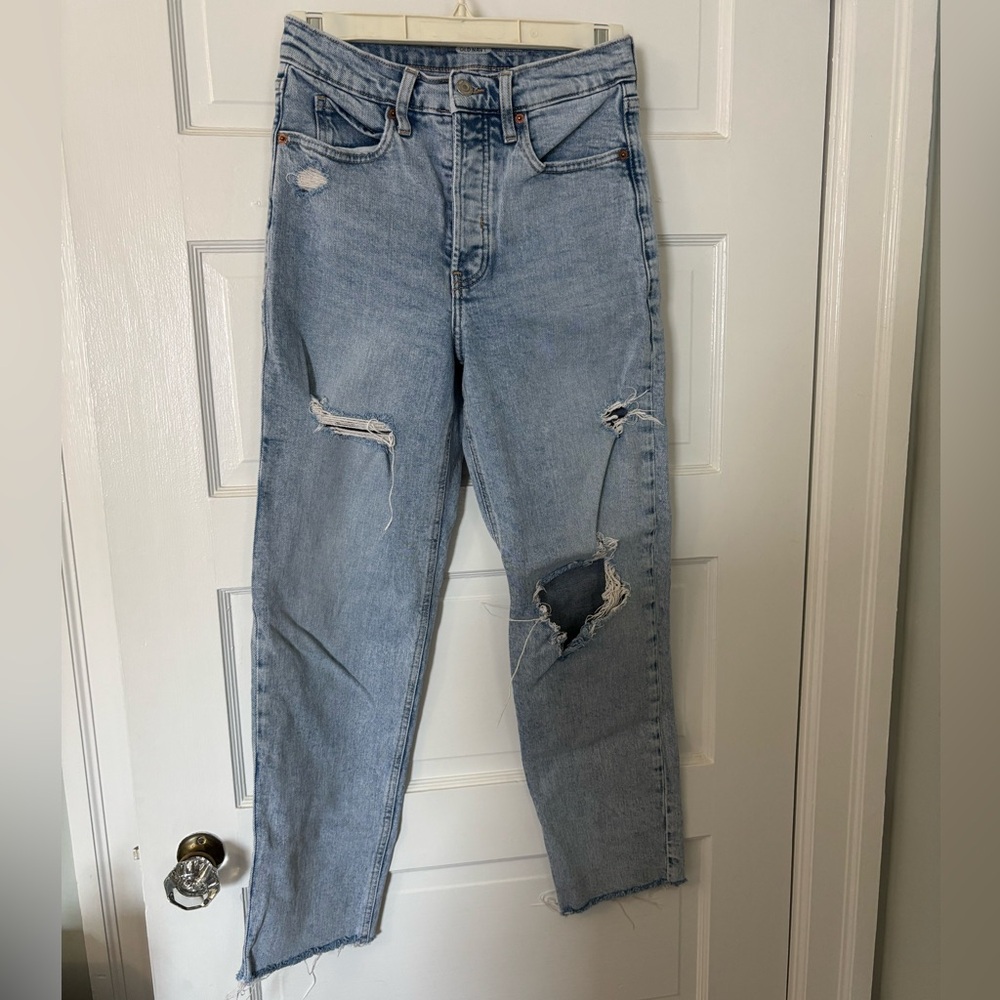 Old Navy, size 0 sky-high straight, extra high rise,medium wash